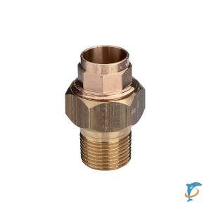 Разъёмное соединение Viega d35х11/4 с переходом на наружную резьбу с плоским уплотнением под пайку, бронза-латунь, модель 94331G   (220839)