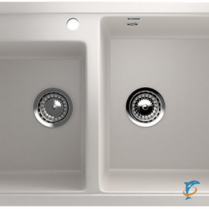 Двухсекционная мойка с отверстием под смеситель ULGRAN U-200 белый  (U-200-331)