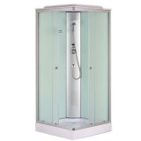 Душевая кабина Loranto CS-6491F 1000х1000х2150 белая, прозрачное стекло 4мм, поддон 13см, профиль сатин (CS-6411F, 100*100*215) &mdash; 