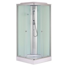 Душевая кабина Loranto CS-6491F 1000х1000х2150 белая, прозрачное стекло 4мм, поддон 13см, профиль сатин (CS-6411F, 100*100*215) — 