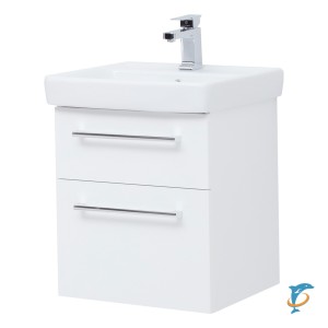 Тумба с раковиной Dreja Q MAX 55 подвесная, белый глянец (77.0001W+195476)