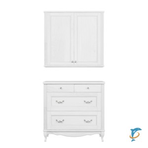 Комплект ValenHouse Лиора 90 белый комод и шкаф, фурнитура хром  (Л90_ККШБХ)