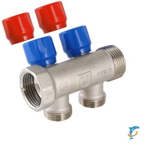 Коллектор с регулирующими вентилями и комплектом ручек VALTEC 1", 2 x 3/4"  (VTc.560.NE.060502)