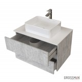 Тумба подвесная Grossman ЭДВАНС-80 см цемент светлый — 