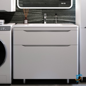 Тумба с раковиной Style Line Марелла 90 напольная, белая, антискрейтч матовый (СС-00002416+СС-00002377)