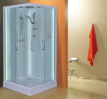 Кабина душевая ESBANO ELEGANCIA квадратная, 100х100х210 см, с крышей, с подсветкой, поддон белый, низкий — 