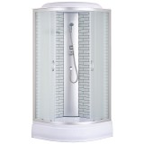 Душевая кабина Loranto 80х80х215 поддон 25см, белый кирпичный узор, матовое стекло 4мм, профиль хром (CS-6680-25FW) &mdash; 