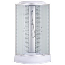 Душевая кабина Loranto 80х80х215 поддон 25см, белый кирпичный узор, матовое стекло 4мм, профиль хром (CS-6680-25FW) &mdash; 