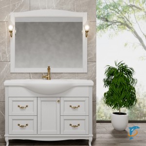 Тумба с раковиной ValenHouse Эллина 120/2 белая, фурнитура золото (E2120_ТБЗ+Классик 1200)