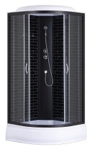 Душевая кабина Loranto 80х80х215 поддон 25см, черный кирпичный узор, серое стекло 4мм, профиль черный (CS-6680-25GB 80) &mdash; 