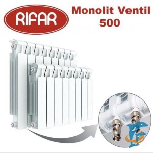 Радиатор биметаллический Rifar Monolit Ventil 500 11 секций  (Monolit Ventil 500 11 секций)