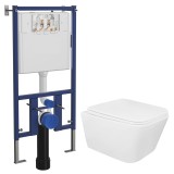 Сет LORANTO Инсталляция + Унитаз подвесной TALAS безoбодковый в комплекте с быстросъемным сиденьем микролифт, дюропласт — 