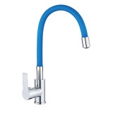 Смеситель для кухни HAIBA HB70112-4 силиконовый излив, латунь, синий/хром — 