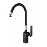 Смеситель для кухни HAIBA HB73548-7 гибкий излив, латунь, черный/хром &mdash; 