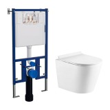 Сет LORANTO Инсталляция + унитаз Azario FONTI подвесной, безободковый, с быстросъемным сиденьем микролифт &mdash; 