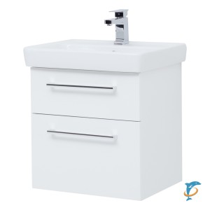 Тумба с раковиной Dreja Q MAX 60 подвесная, белый глянец (77.0003W+191638)