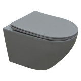 Унитаз подвесной Azario Grado 370х490х370 безободковый, с быстросъемныйм сидением микролифт, серый матовый (AZ-0046 SP MDG) — 