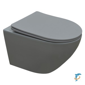 Унитаз подвесной Azario Grado 370х490х370 безободковый, с быстросъемныйм сидением микролифт, серый матовый (AZ-0046 SP MDG)  (AZ-0046 SP MDG)