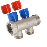 Коллектор с регулирующими вентилями и комплектом ручек VALTEC 1&quot;, 4 x 3/4&quot; — 