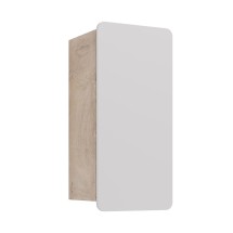 Полупенал Lemark OLIVIA 35см подвесной, 1 дв, открывание лев/прав, корпус-Дуб кантри, фасад-Белый гл — 