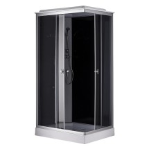 Душевая кабина Loranto 1000х800х2150 левосторонняя, черное заднее стекло, поддон 13см, матовое стекло 4мм, профиль сатин (CS-5180-13L G) &mdash; 