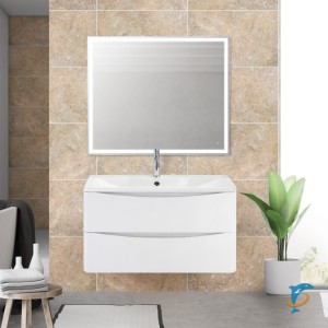 Тумба с раковиной подвесная с двумя выкатными ящиками ACQUA-900-2C-SO-BL  (ACQUA-900-2C-SO-BL + BB900/455-LV-MR-ALR)