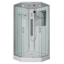 Душевая кабина NG-6001-01GD (900х900х2200) низкий поддон (16 см) стекло прозрачное — 