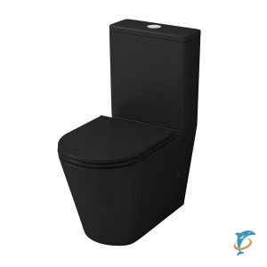 Унитаз GR-4449BMS (670*380*850) черный матовый напольный безободковый с тонкой крышкой  (GR-4449BMS)