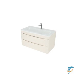 Тумба с раковиной подвесная Style Line Бергамо мини 90, люкс plus антискрейтч, карамель  (СС-00002535+СС-00002360)