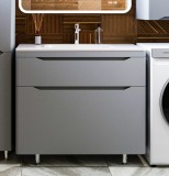 Тумба с раковиной Style Line Марелла 90 напольная, серая, антискрейтч — 