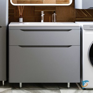 Тумба с раковиной Style Line Марелла 90 напольная, серая, антискрейтч (СС-00002418+СС-00002377)