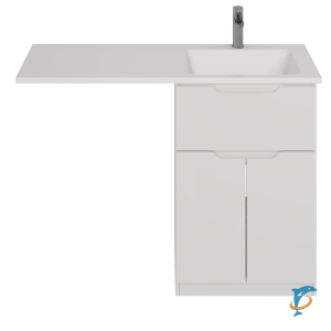 Тумба с раковиной напольная Dreja VEGA 60 см, белый глянец правая  (99.0450+100120R)