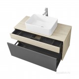 Тумба с раковиной Aquaton Лофт Урбан 100 серый графит, дуб орегон с раковиной Roca Mila 35х50 — 