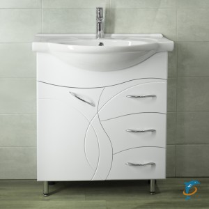Тумба с раковиной Style Line Амелия 75 с 3-мя ящиками  (ЛС-00002281+ЛС-00000145)