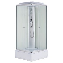 Душевая кабина Loranto 980х980х2150 белое заднее стекло, поддон 30 см, матовое стекло 4 мм, профиль хром матовый (CS-990ETM/W-100) &mdash; 