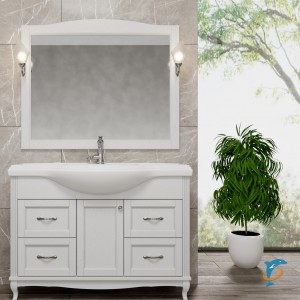 Тумба с раковиной ValenHouse Эллина 120/2 белая, фурнитура хром  (E2120_ТБХ+Классик 1200)