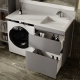 Тумба с раковиной подвесная Style Line Даллас Леон 120 R Люкс PLUS, серая  (СС-00002451+СС-00002437)
