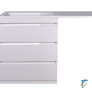 Тумба с раковиной El Fante Даллас 140 Люкс PLUS напольная белая 3 ящика левая  (СС-00002221+СС-00002220)