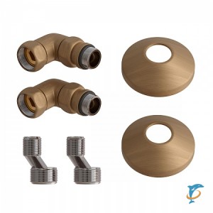 Комплект подключения для полотенцесушителя Point PN93412BR 3/4 х 1/2 ГШ со сгоном, бронза  (PN93412BR)