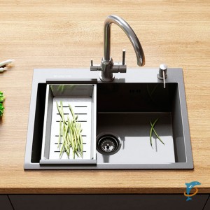 Мойка кухонная ULGRAN Steel 600x450 черная брашированная сталь  (US 600-002)