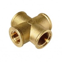 Крестовина TIM 1/2 г/г/г/г (латунь) — Крестовина ставится в местах соединения 4 труб по 2 перпендикулярным направлениям трубопровода.