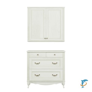 Комплект ValenHouse Лиора 90 слоновая кость комод и шкаф, фурнитура бронза (Л90_ККШСБ)