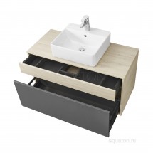 Тумба с раковиной Aquaton Лофт Урбан 100 серый графит, дуб орегон с раковиной Aquaton Geometry 450х400 — 