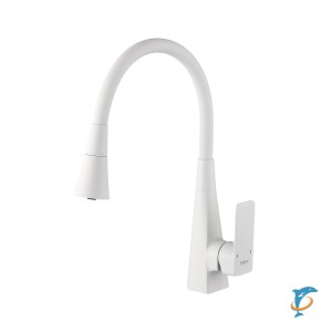 Смеситель для кухни HAIBA HB73823-8 гибкий излив, латунь, белый (HB73823-8)