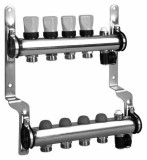 Распределительный коллектор Meibes M1794124 с термоставками &mdash; Распределительные коллекторы Meibes из нержавеющей стали для систем напольного отопления 