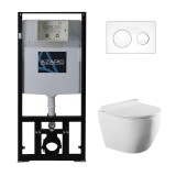 Инсталляция с панелью смыва + унитаз AZARIO Geno с сиденьем микролифт+клавиша-0012 — 