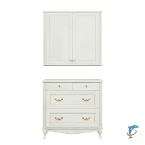 Комплект ValenHouse Лиора 90 слоновая кость комод и шкаф, фурнитура золото  (Л90_ККШСЗ)