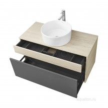 Тумба с раковиной Aquaton Лофт Урбан 100 серый графит, дуб орегон с раковиной Roca Mila 40х40 — 
