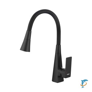 Смеситель для кухни HAIBA HB73823-7 гибкий излив, латунь, черный (HB73823-7)