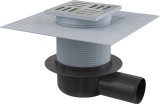 Сливной трап боковой AlcaPlast APV26C — Сливной трап 105 × 105/50 подводка – боковая, решетка – нержавеющая сталь, воротник – 2-х уровневая изоляция, гидрозатвор – сухой, для установки снаружи
